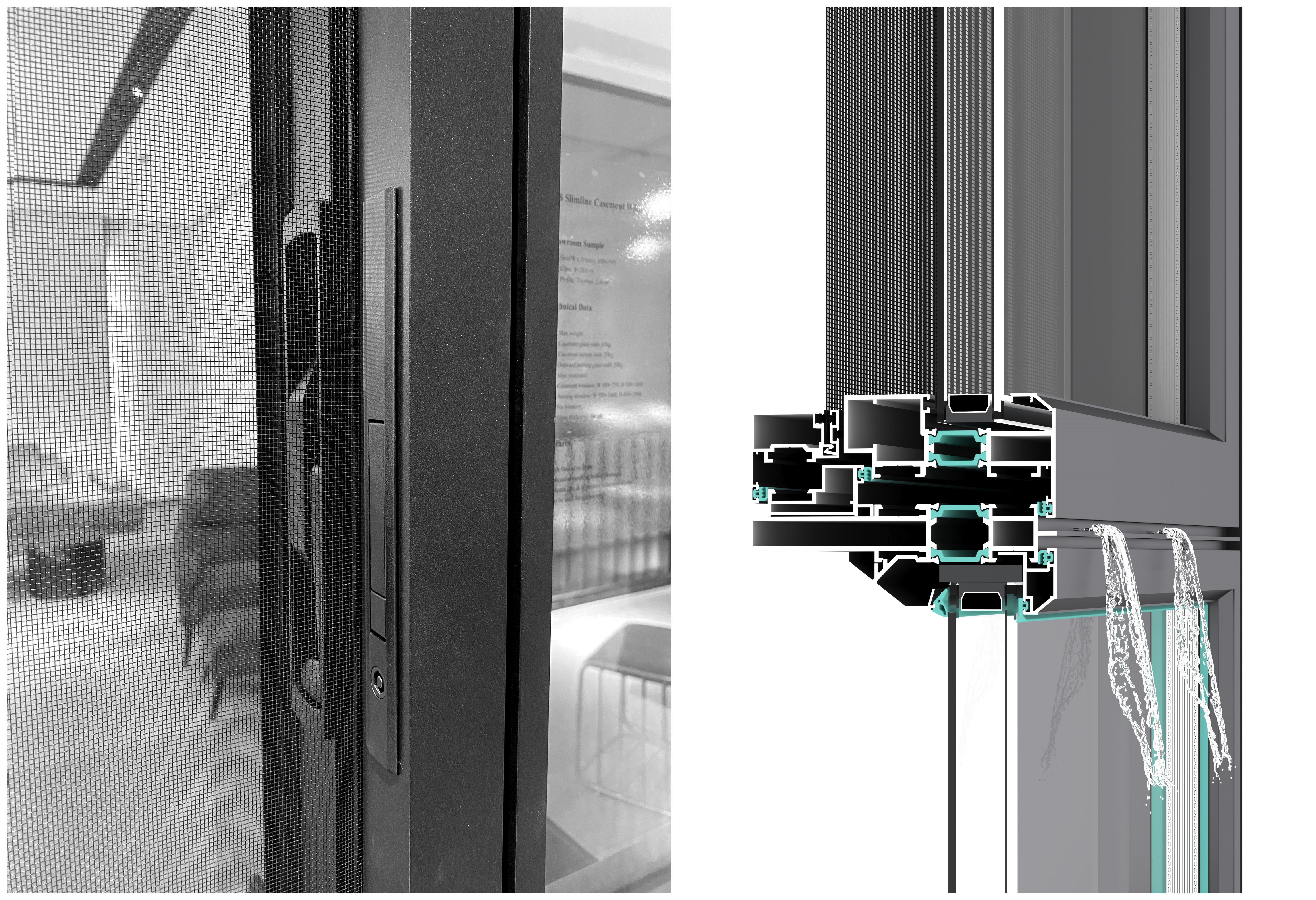 Insulated glass unit in luxury slimline aluminum thermal window frame